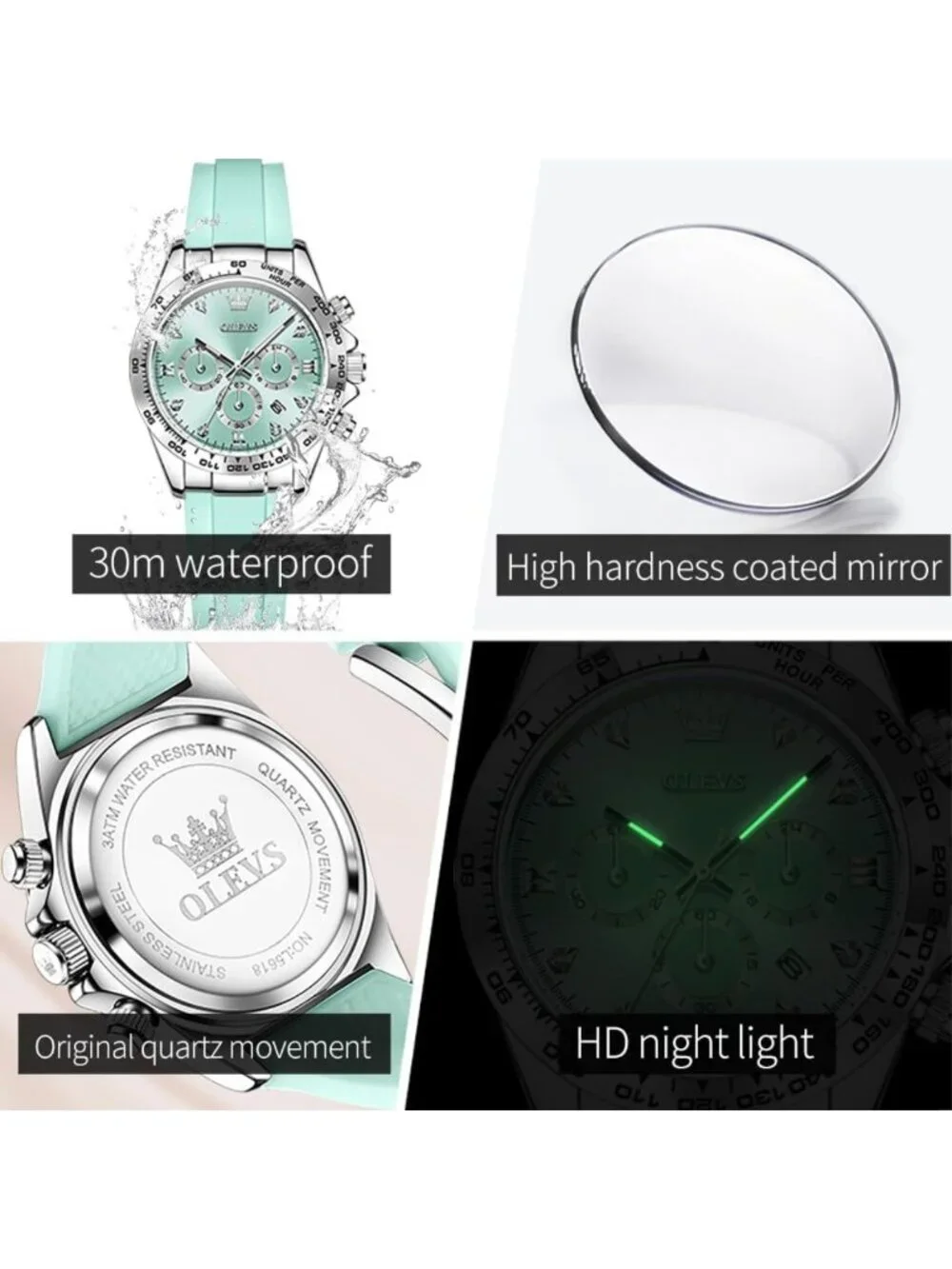 Luxury Diamond Women's Watch - Waterproof Stainless Steel Bracelet, Luminous